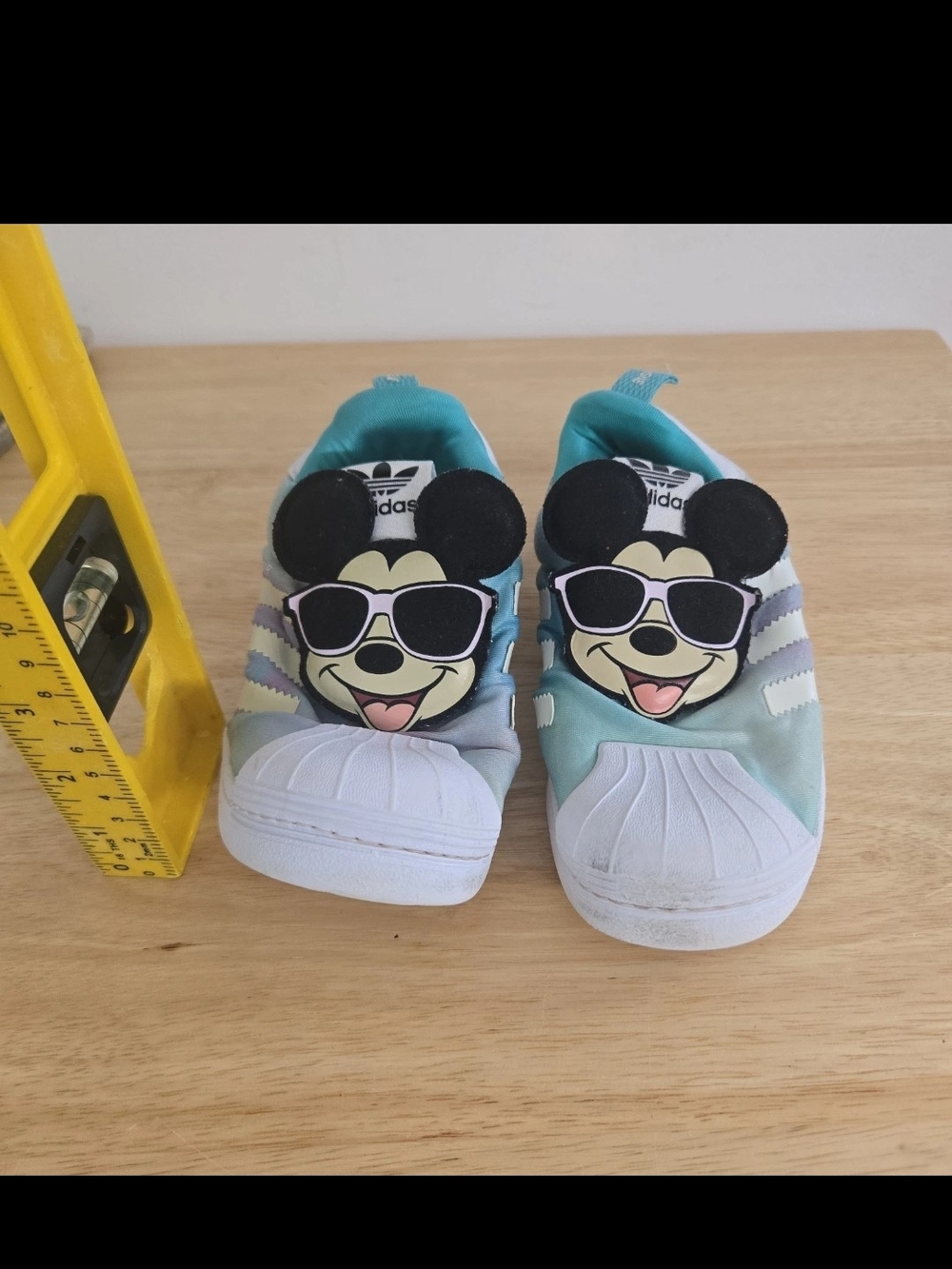 adidas Kids Light Blue & White Mickey Slip-On Sneakers